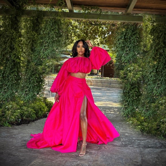Vibrant Pink Two-Piece Gown - Picture 3 of 6